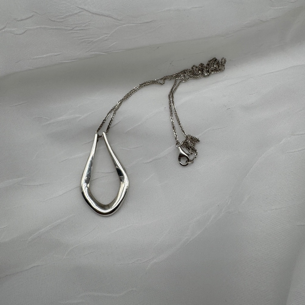 Sleek Silver Teardrop Necklace Vesta Pixie Wing